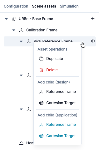 Figure 9: Context menu showing Asset Operations